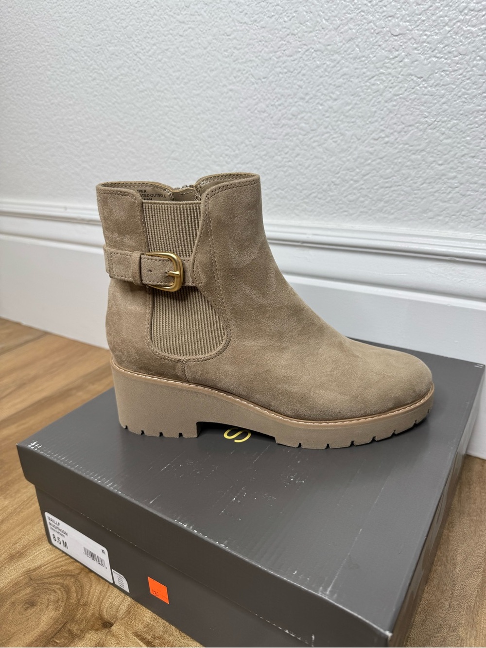 NWT Women’s Style & Co Taupe Suede Ankle Boot with Buckle